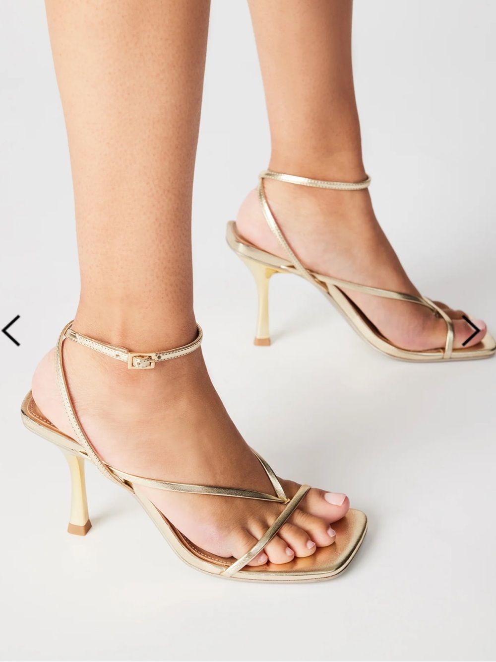Steve Madden Annie Metallic Gold Strappy Ankle‑Tie Heels - Picture 3 of 8